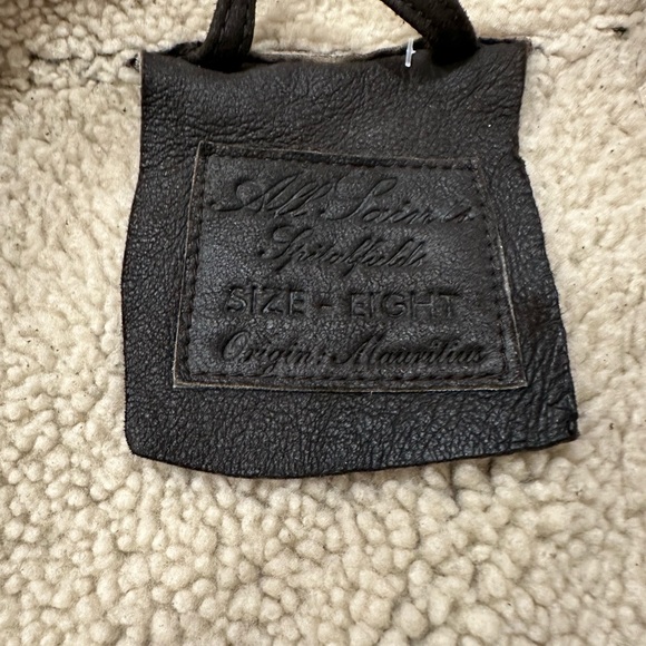 All Saint Sheering Shield Leather sheepskin suede women Jacket size 8 - Picture 10 of 15